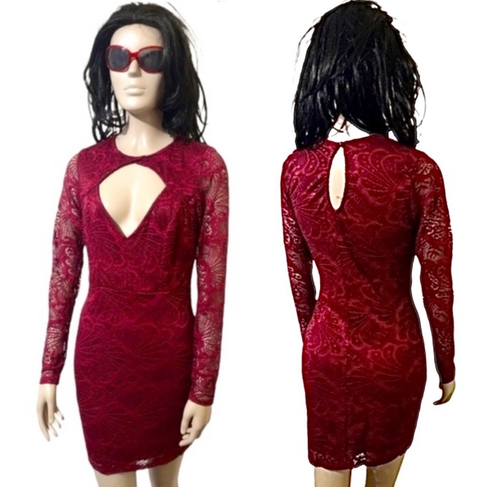 4/$20 • CHARLOTTE RUSSE • Long Sleeve Lace Cocktail Party Dress